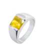 PTM Natural Yellow Sapphire/Pukhraj 3.25 Ratti or 3 Carat Astrological Certified Gemstone/Square Shape Pure Sterling Silver/925 bis Hallmark Adjustable Ring for Men & Women