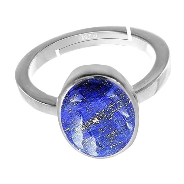 Ptm Natural Lapis Lazuli (Lajwart) 3.25 Ratti to 10.25 Ratti or 3 Carat to 9.5 Carat Astrological Certified Gemstone Sterling Silver/bis Hallmark Ring for Men & Women