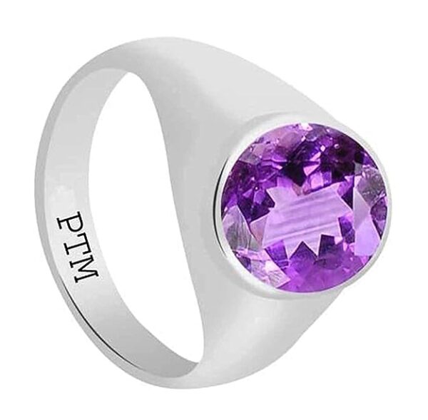 PTM 925 Sterling Silver Amethyst/Kathela 3.25 Ratti or 3 Carat to 10.25 Ratti or 9.35 Carat Astrological Real Gemstone Bis Hallmark Ring for Men & Women