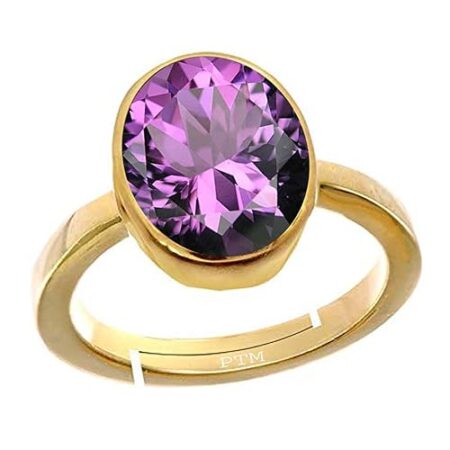 PTM Natural Amethyst/Kathela 3.25 Ratti to 10.25 Ratti or 3 Carat to 9.5 Carat Astrological Certified Gemstone Panchdhatu/5 Metals Gold Plated Ring for Men & Women