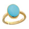 Ptm Natural Turquoise (Firoza) 3.25 Ratti to 10.25 Ratti or 3 Carat to 9.5 Carat Astrological Certified Gemstone Panchdhatu/5 Metals Gold Plated Ring for Men & Women