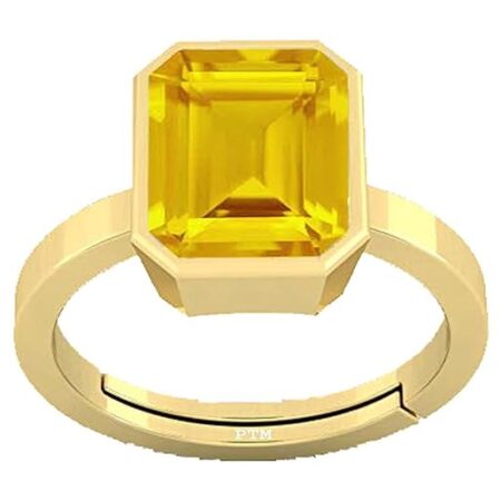 PTM Certified Natural Yellow Sapphire (Pukhraj) 3.25 Ratti to 10.25 Ratti or 3.00 Carat to 9.35 Carat Astrological Gemstone Panchdhatu/5 metals 22 K Gold Plated Ring for Men & Women