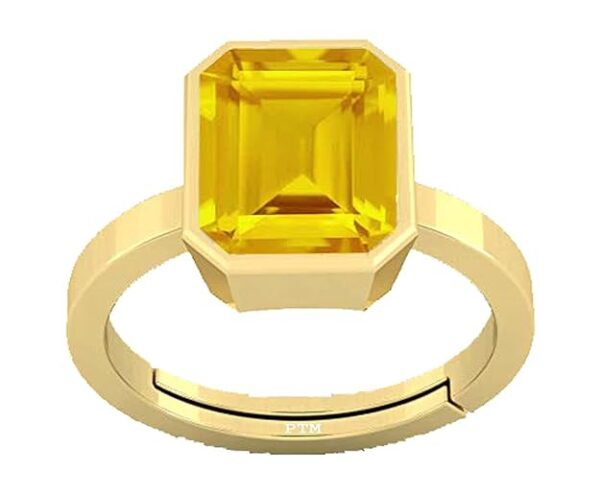 PTM Certified Natural Yellow Sapphire (Pukhraj) 3.25 Ratti to 10.25 Ratti or 3.00 Carat to 9.35 Carat Astrological Gemstone Panchdhatu/5 metals 22 K Gold Plated Ring for Men & Women