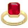 PTM Certified Natural Ruby (Manik) 3.25 Ratti to 10.25 Ratti or 3.00 Carat to 9.35 Carat Astrological Gemstone Panchdhatu 22 K Gold Plated Ring for Men & Women