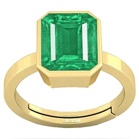 PTM Certified Emerald (Panna) 3.25 Ratti to 10.25 Ratti or 3.00 Carat to 9.35 Carat Astrological Gemstone Panchdhatu 22 k Gold Plated Ring for Men & Women