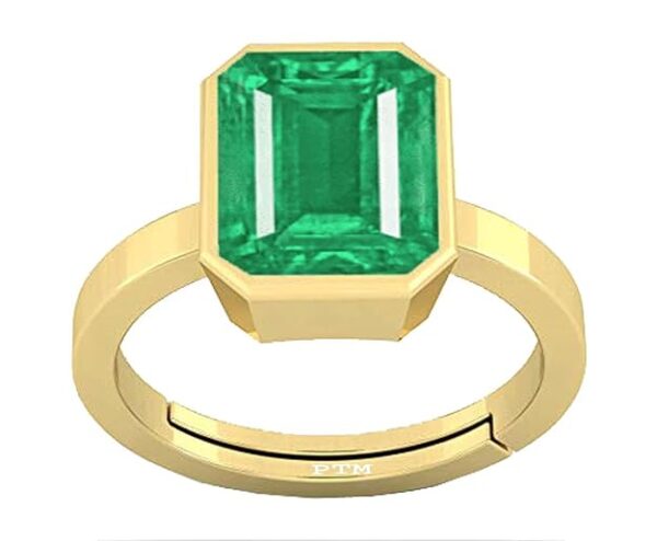 PTM Certified Emerald (Panna) 3.25 Ratti to 10.25 Ratti or 3.00 Carat to 9.35 Carat Astrological Gemstone Panchdhatu 22 k Gold Plated Ring for Men & Women