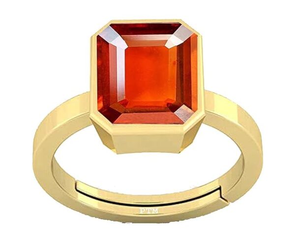 PTM Certified Natural Hessonite (Gomed) 3.25 Ratti to 10.25 Ratti or 3.00 Carat to 9.35 Carat Astrological Gemstone Panchdhatu 22K Gold Plated Ring for Men & Women