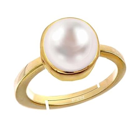 PTM Pearl/Moti 3.25 Ratti to 10.25 Ratti or 3 Carat to 9.5 Carat Astrological Certified Gemstone Panchdhatu/5 Metals Gold Plated Ring for Men & Women