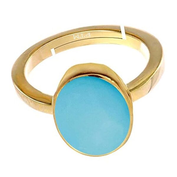 Ptm Natural Turquoise (Firoza) 3.25 Ratti to 10.25 Ratti or 3 Carat to 9.5 Carat Astrological Certified Gemstone Panchdhatu/5 Metals Gold Plated Ring for Men & Women