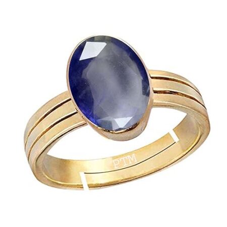 Ptm Natural Iolite (Neeli) 3.25 Ratti to 10.25 Ratti or 3 Carat to 9.5 Carat Astrological Certified Gemstone Panchdhatu/5 Metals Gold Plated Ring for Men & Women