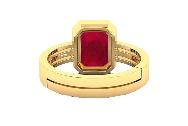 PTM Certified Natural Ruby (Manik) 3.25 Ratti to 10.25 Ratti or 3.00 Carat to 9.35 Carat Astrological Gemstone Panchdhatu 22 K Gold Plated Ring for Men & Women