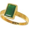 PTM Certified Emerald (Panna) 3.25 Ratti to 10.25 Ratti or 3.00 Carat to 9.35 Carat Astrological Gemstone Panchdhatu 22 k Gold Plated Ring for Men & Women