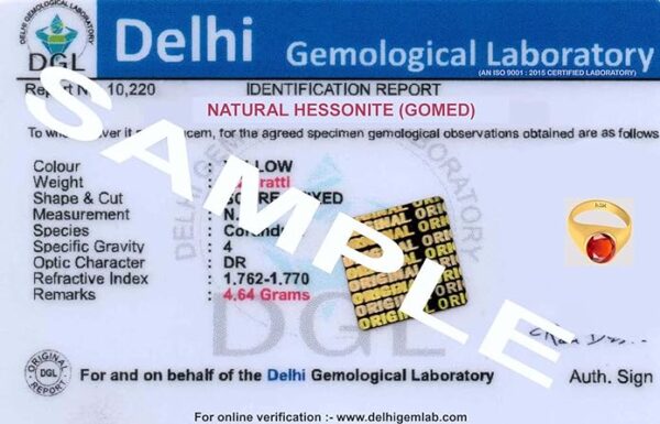 PTM Certified Natural Hessonite (Gomed) 3.25 Ratti to 10.25 Ratti or 3.00 Carat to 9.35 Carat Astrological Gemstone Panchdhatu 22K Gold Plated Ring for Men & Women