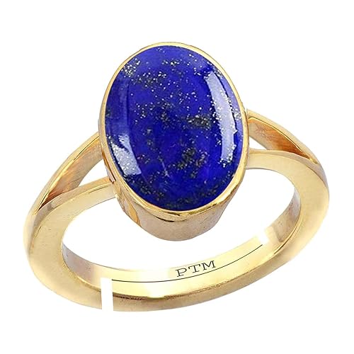 Ptm Natural Lapis Lazuli 3.25 Ratti to 10.25 Ratti or 3 Carat to 9.5 Carat Astrological Certified Gemstone Panchdhatu/5 Metals Gold Plated Ring for Men & Women