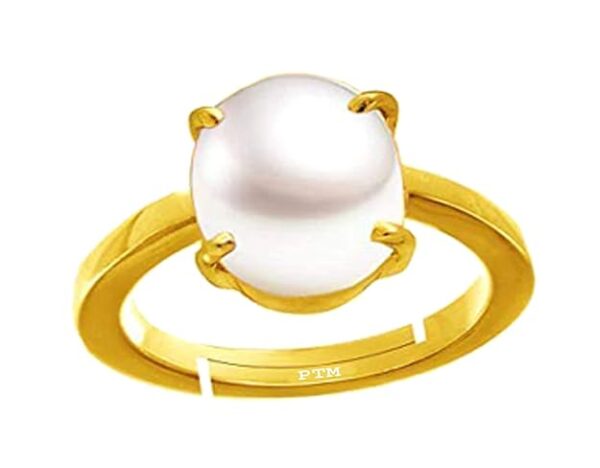 PTM Pearl/Moti 3.25 Ratti to 10.25 Ratti or 3 Carat to 9.5 Carat Astrological Certified Gemstone Panchdhatu/5 Metals Gold Plated Ring for Men & Women
