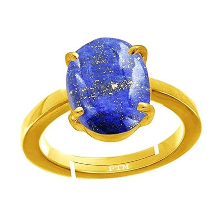 Ptm Natural Lapis Lazuli 3.25 Ratti to 10.25 Ratti or 3 Carat to 9.5 Carat Astrological Certified Gemstone Panchdhatu/5 Metals Gold Plated Ring for Men & Women