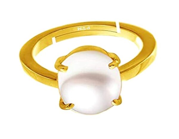 PTM Pearl/Moti 3.25 Ratti to 10.25 Ratti or 3 Carat to 9.5 Carat Astrological Certified Gemstone Panchdhatu/5 Metals Gold Plated Ring for Men & Women