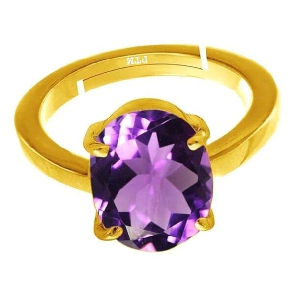 PTM Natural Amethyst/Kathela 3.25 Ratti to 10.25 Ratti or 3 Carat to 9.5 Carat Astrological Certified Gemstone Panchdhatu/5 Metals Gold Plated Ring for Men & Women