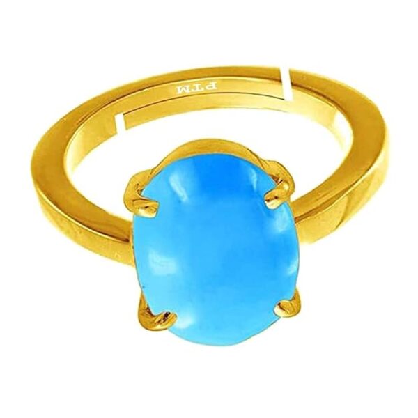 Ptm Natural Turquoise (Firoza) 3.25 Ratti to 10.25 Ratti or 3 Carat to 9.5 Carat Astrological Certified Gemstone Panchdhatu/5 Metals Gold Plated Ring for Men & Women