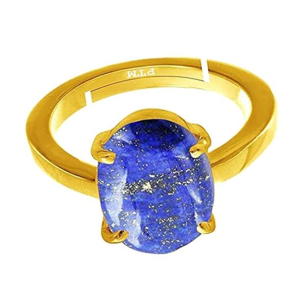 Ptm Natural Lapis Lazuli 3.25 Ratti to 10.25 Ratti or 3 Carat to 9.5 Carat Astrological Certified Gemstone Panchdhatu/5 Metals Gold Plated Ring for Men & Women