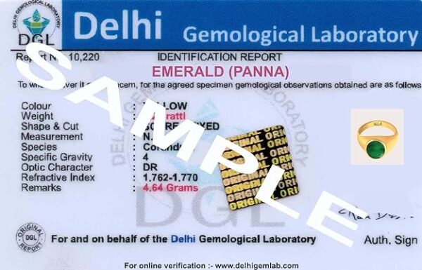 PTM Certified Emerald (Panna) 3.25 Ratti to 10.25 Ratti or 3.00 Carat to 9.35 Carat Astrological Gemstone Panchdhatu 22 k Gold Plated Ring for Men & Women