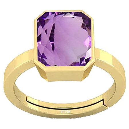 PTM Natural Amethyst/Kathela 3.25 Ratti to 10.25 Ratti or 3 Carat to 9.5 Carat Astrological Certified Gemstone Panchdhatu/5 Metals Gold Plated Ring for Men & Women