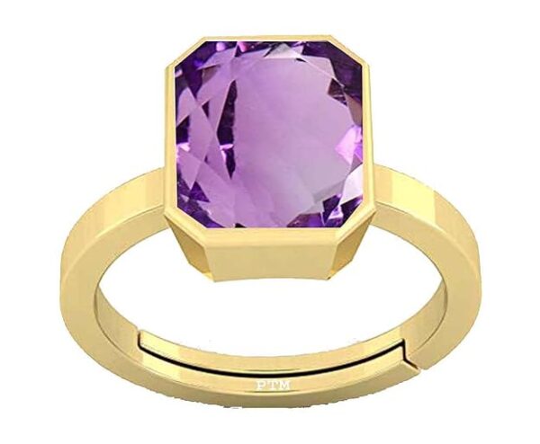 PTM Natural Amethyst/Kathela 3.25 Ratti to 10.25 Ratti or 3 Carat to 9.5 Carat Astrological Certified Gemstone Panchdhatu/5 Metals Gold Plated Ring for Men & Women