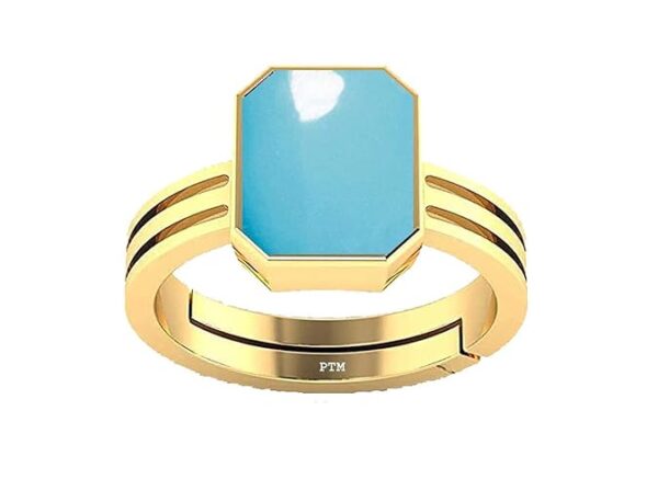 Ptm Natural Turquoise (Firoza) 3.25 Ratti to 10.25 Ratti or 3 Carat to 9.5 Carat Astrological Certified Gemstone Panchdhatu/5 Metals Gold Plated Ring for Men & Women
