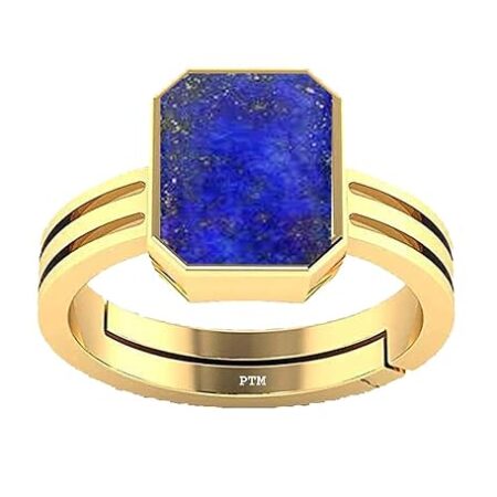 Ptm Natural Lapis Lazuli 3.25 Ratti to 10.25 Ratti or 3 Carat to 9.5 Carat Astrological Certified Gemstone Panchdhatu/5 Metals Gold Plated Ring for Men & Women