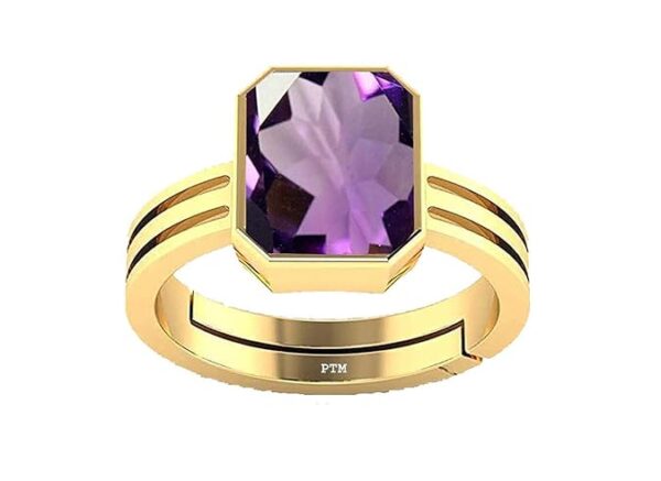 PTM Natural Amethyst/Kathela 3.25 Ratti to 10.25 Ratti or 3 Carat to 9.5 Carat Astrological Certified Gemstone Panchdhatu/5 Metals Gold Plated Ring for Men & Women