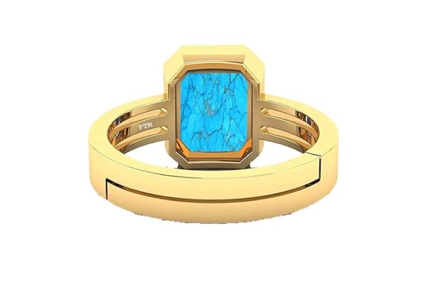 Ptm Natural Turquoise (Firoza) 3.25 Ratti to 10.25 Ratti or 3 Carat to 9.5 Carat Astrological Certified Gemstone Panchdhatu/5 Metals Gold Plated Ring for Men & Women