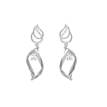 PTM Zircon Crystal & Sterling Silver Twisted Drop Earrings For Woman & Girls