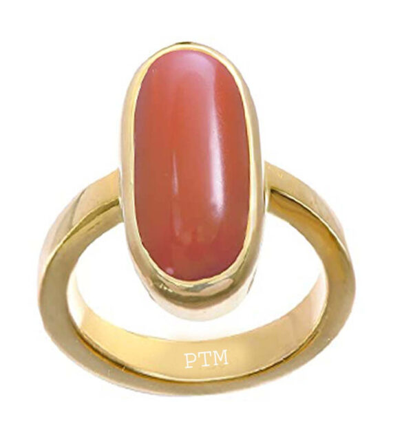 Ptm Coral/Munga 3.25 Ratti to 10.25 Ratti or 3.00 Carat to 9.50 Carat Astrological Real Gemstone Panchdhatu/5 Metals Gold Plated Ring for Men & Women