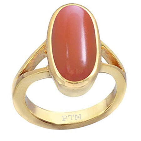 Ptm Coral/Munga 3.25 Ratti to 10.25 Ratti or 3.00 Carat to 9.50 Carat Astrological Real Gemstone Panchdhatu/5 Metals Gold Plated Ring for Men & Women