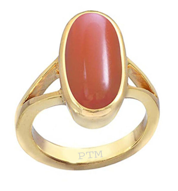 Ptm Coral/Munga 3.25 Ratti to 10.25 Ratti or 3.00 Carat to 9.50 Carat Astrological Real Gemstone Panchdhatu/5 Metals Gold Plated Ring for Men & Women