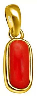 Ptm Coral (Moonga) 7.25 Ratti or 6.5 Ct Panchdhatu/5 Metal Men and Women Gold-plated Alloy Pendant