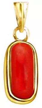 Ptm Coral (Moonga) 7.25 Ratti or 6.5 Ct Panchdhatu/5 Metal Men and Women Gold-plated Alloy Pendant