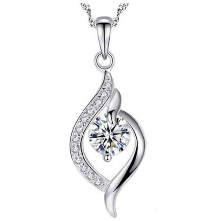 PTM 925 Sterling Silver Falling Dew Drop Necklace with Chain |Necklace for Women & Girls| With Certificate of Authenticity