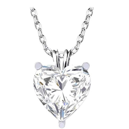 PTM 925 Sterling Silver Classic Zircon Heart Shape Solitaire Pendant With Chain | Necklace to Gift Women & Girls | With Certificate of Authenticity and 925 Stamp