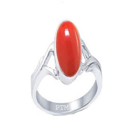 Ptm 925 Sterling Silver Coral/Munga 3.25 Ratti to 10.25 Ratti or 3.00 Carat to 9.50 Carat Astrological Real Gemstone Bis Hallmark Ring for Men & Women