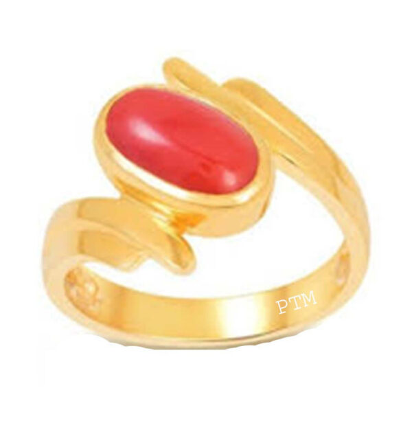 Ptm Coral/Munga 3.25 Ratti to 10.25 Ratti or 3.00 Carat to 9.50 Carat Astrological Real Gemstone Panchdhatu/5 Metals Gold Plated Ring for Men & Women