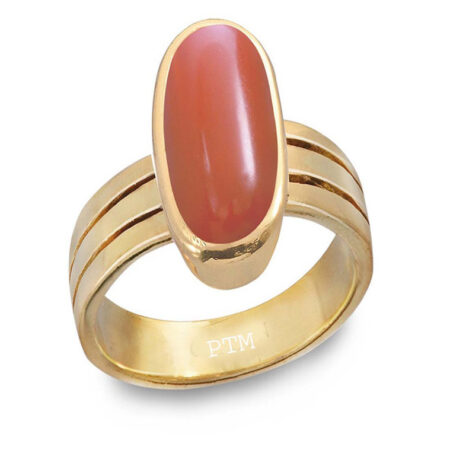 Ptm Coral/Munga 3.25 Ratti to 10.25 Ratti or 3.00 Carat to 9.50 Carat Astrological Real Gemstone Panchdhatu/5 Metals Gold Plated Ring for Men & Women