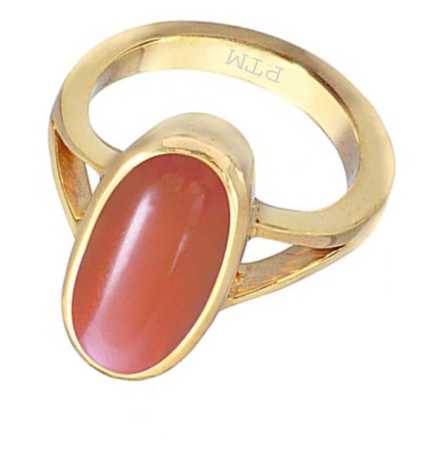 Ptm Coral/Munga 3.25 Ratti to 10.25 Ratti or 3.00 Carat to 9.50 Carat Astrological Real Gemstone Panchdhatu/5 Metals Gold Plated Ring for Men & Women