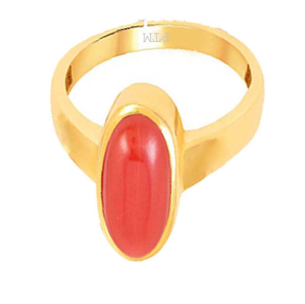 Ptm Coral/Munga 3.25 Ratti to 10.25 Ratti or 3.00 Carat to 9.50 Carat Astrological Real Gemstone Panchdhatu/5 Metals Gold Plated Ring for Men & Women
