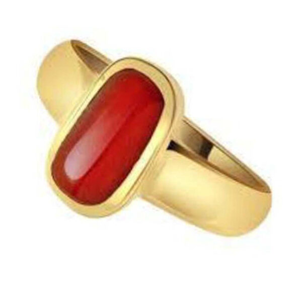 Ptm Coral/Munga 3.25 Ratti to 10.25 Ratti or 3.00 Carat to 9.50 Carat Astrological Real Gemstone Panchdhatu/5 Metals Gold Plated Ring for Men & Women