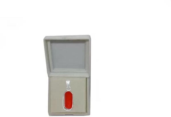 PTM Coral (Moonga) 3.25 Ratti or 3 Ct Gemstone Men & Women bis Hallmark 925 Sterling Silver Stone Pendant