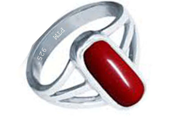 Ptm 925 Sterling Silver Coral/Munga 3.25 Ratti to 10.25 Ratti or 3.00 Carat to 9.50 Carat Astrological Real Gemstone Bis Hallmark Ring for Men & Women