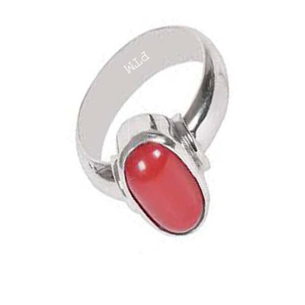 Ptm 925 Sterling Silver Coral/Munga 3.25 Ratti to 10.25 Ratti or 3.00 Carat to 9.50 Carat Astrological Real Gemstone Bis Hallmark Ring for Men & Women