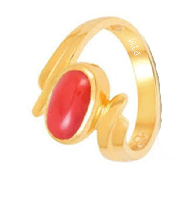 Ptm Coral/Munga 3.25 Ratti to 10.25 Ratti or 3.00 Carat to 9.50 Carat Astrological Real Gemstone Panchdhatu/5 Metals Gold Plated Ring for Men & Women