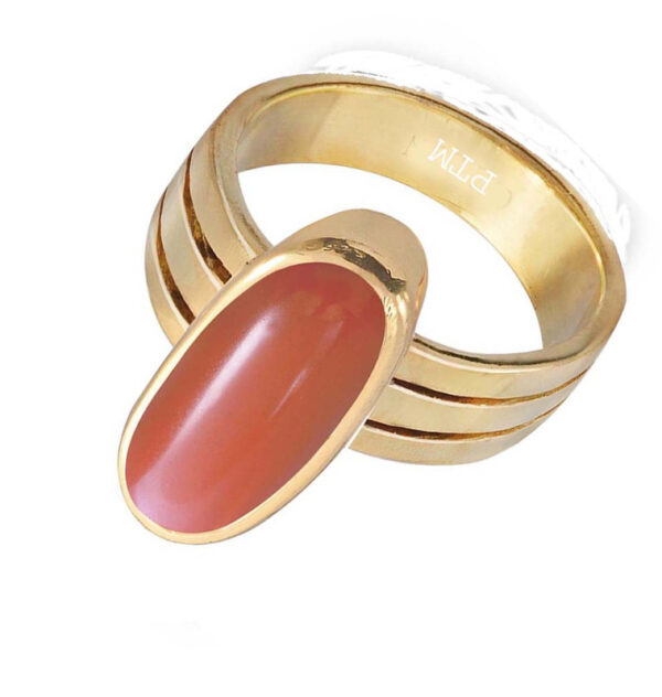 Ptm Coral/Munga 3.25 Ratti to 10.25 Ratti or 3.00 Carat to 9.50 Carat Astrological Real Gemstone Panchdhatu/5 Metals Gold Plated Ring for Men & Women